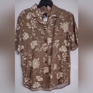 Brown and Cream Floral Print Button up shirt